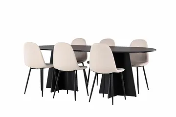 Bootcut Matgrupp 230 cm Rektangulär med 6 Polar stolar - Beige - Products - Möbler - Bord & matgrupp - Matgrupp