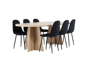 Bootcut Matgrupp 230 cm Rektangulär med 6 Polar stolar - Whitewash/Svart - Products - Möbler - Bord & matgrupp - Matgrupp