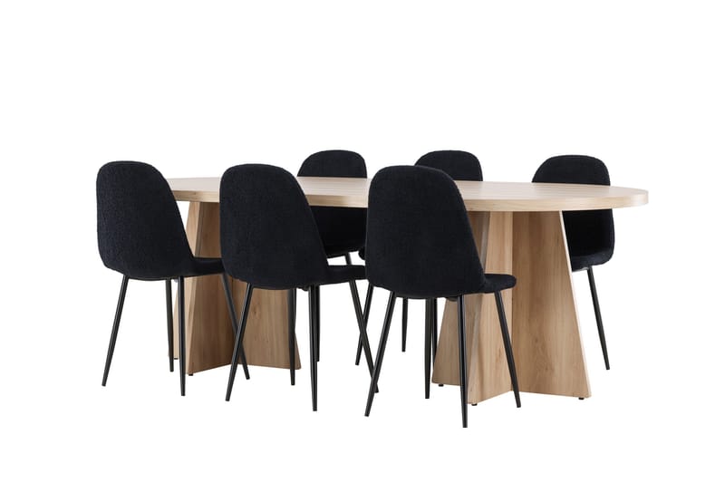 Bootcut Matgrupp 230 cm Rektangulär med 6 Polar stolar - Whitewash/Svart - Products - Möbler - Bord & matgrupp - Matgrupp