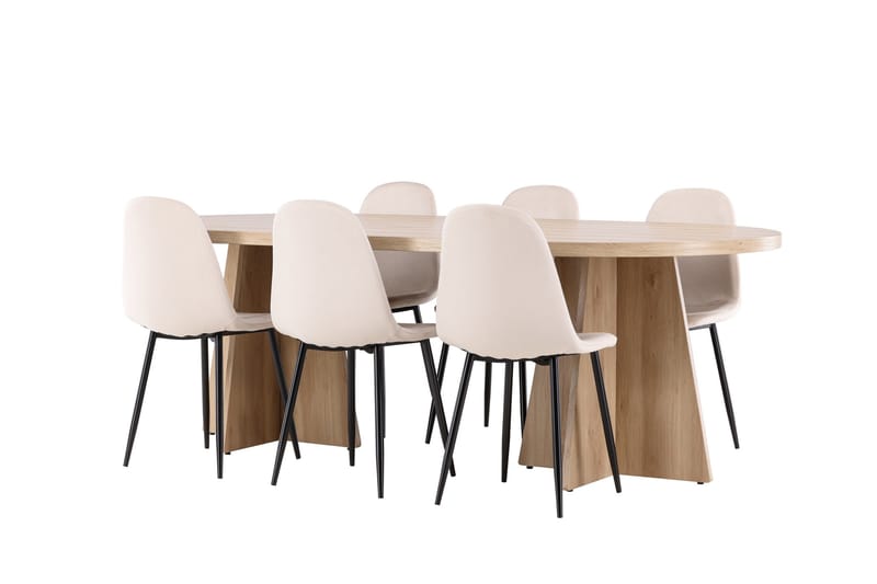 Bootcut Matgrupp 230 cm Rektangulär med 6 Polar stolar - Whitewash/Beige - Products - Möbler - Bord & matgrupp - Matgrupp