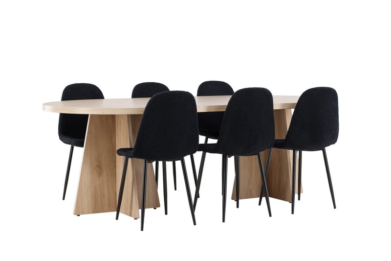 Bootcut Matgrupp 230 cm Rektangulär med 6 Polar stolar - Whitewash/Svart - Products - Möbler - Bord & matgrupp - Matgrupp