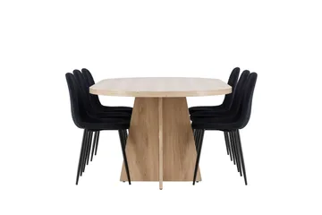 Bootcut Matgrupp 230 cm Rektangulär med 6 Polar stolar - Whitewash/Svart - Products - Möbler - Bord & matgrupp - Matgrupp