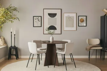 Bootcut Runt Litet Matbord Valnöt 110 cm med 4 Katy Matstolar - Products - Möbler - Bord & matgrupp - Matgrupp