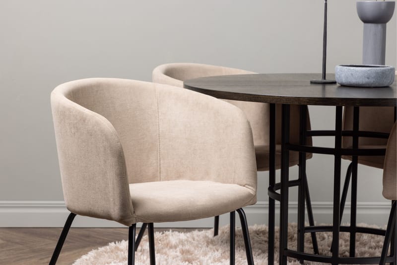 Copenhagen Matgrupp 115 cm Rund med 4 Berit stolar - Beige - Products - Möbler - Bord & matgrupp - Matgrupp