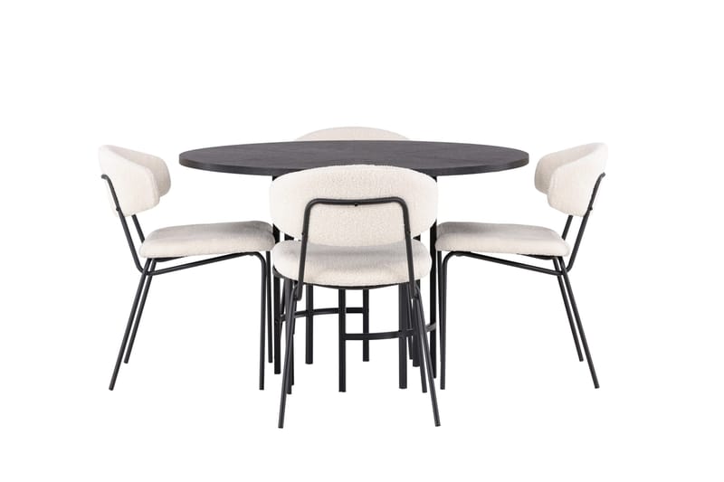 Copenhagen Matgrupp 115 cm Rund med 4 Chico Stolar - Svart - Products - Möbler - Bord & matgrupp - Matgrupp