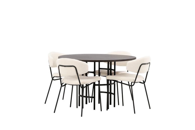 Copenhagen Matgrupp 115 cm Rund med 4 Chico Stolar - Svart - Products - Möbler - Bord & matgrupp - Matgrupp