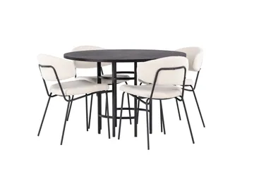 Copenhagen Matgrupp 115 cm Rund med 4 Chico Stolar - Svart - Products - Möbler - Bord & matgrupp - Matgrupp