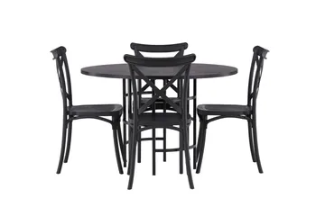 Copenhagen Matgrupp 115 cm Rund med 4 Crosett stolar - Svart - Products - Möbler - Bord & matgrupp - Matgrupp