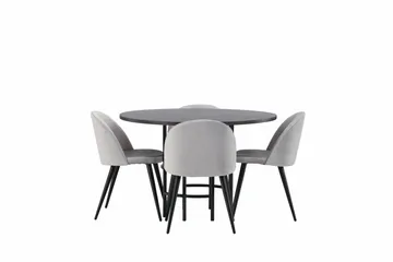 Copenhagen Matgrupp 115 cm Rund med 4 Velvet stolar - Grå - Products - Möbler - Bord & matgrupp - Matgrupp