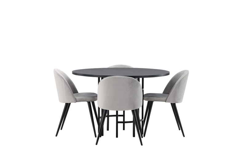 Copenhagen Matgrupp 115 cm Rund med 4 Velvet stolar - Svart - Products - Möbler - Bord & matgrupp - Matgrupp