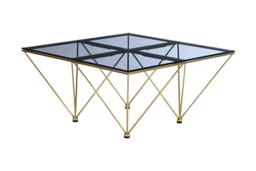 Crystal Soffbord 80 cm - Rökfärgat glas/Mässing - Products - Möbler - Bord & matgrupp - Soffbord