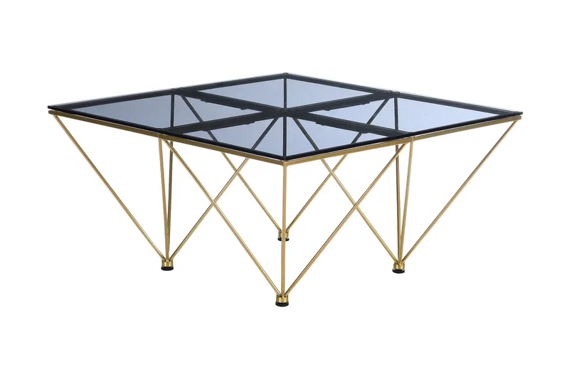 Crystal Soffbord 80 cm - Rökfärgat glas/Mässing - Products - Möbler - Bord & matgrupp - Soffbord