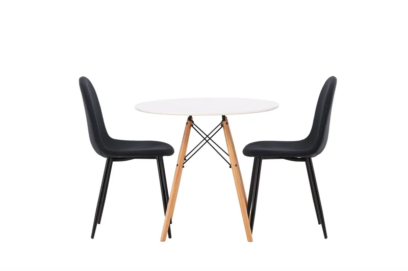 Danburi Matgrupp 60 cm Rund med 2 Polar stolar - Svart - Products - Möbler - Bord & matgrupp - Matgrupp