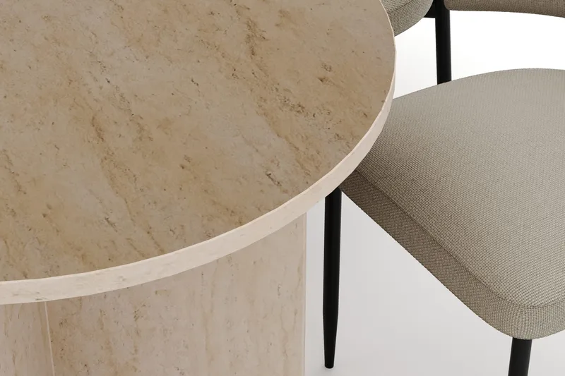 Dano Matbord 180 cm  med 6 Sawako Matstolar - Travertin / Beige - Products - Möbler - Bord & matgrupp - Matgrupp