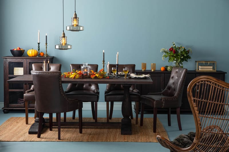 Dijon Matgrupp 200 cm med 6 Tuva Fåtölj - Vintage Trä / Brun Pu - Products - Möbler - Bord & matgrupp - Matgrupp