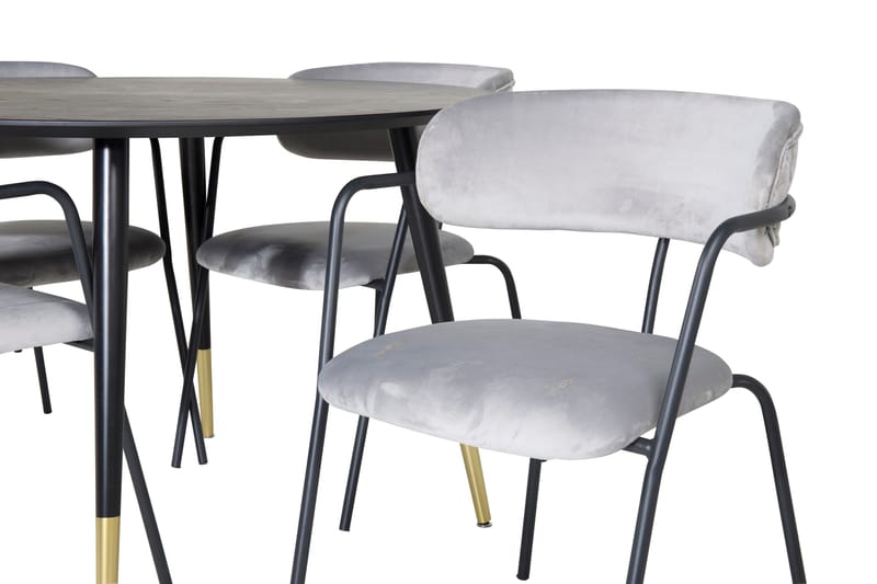 Dipp Matgrupp 115 cm Rund med 4 Arrow stolar - Svart/Guld - Products - Möbler - Bord & matgrupp - Matgrupp