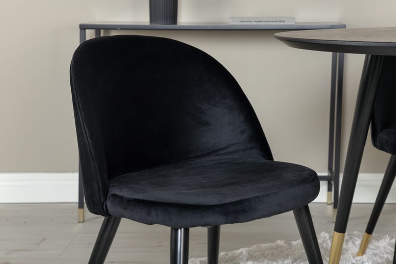 Dipp Matgrupp 115 cm Rund med 4 Velvet stolar - Svart/Guld - Products - Möbler - Bord & matgrupp - Matgrupp
