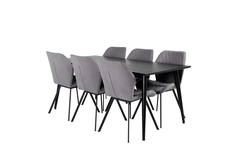 Dipp Matgrupp 180 cm Rektangulär med 6 Gemma stolar - Svart - Products - Möbler - Bord & matgrupp - Matgrupp