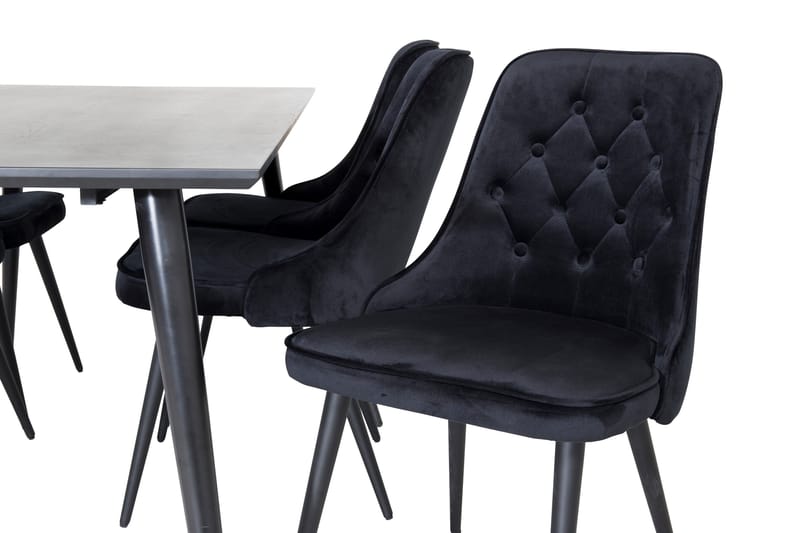 Dipp Matgrupp 180 cm Rektangulär med 6 Velvet Deluxe stolar - Svart - Products - Möbler - Bord & matgrupp - Matgrupp