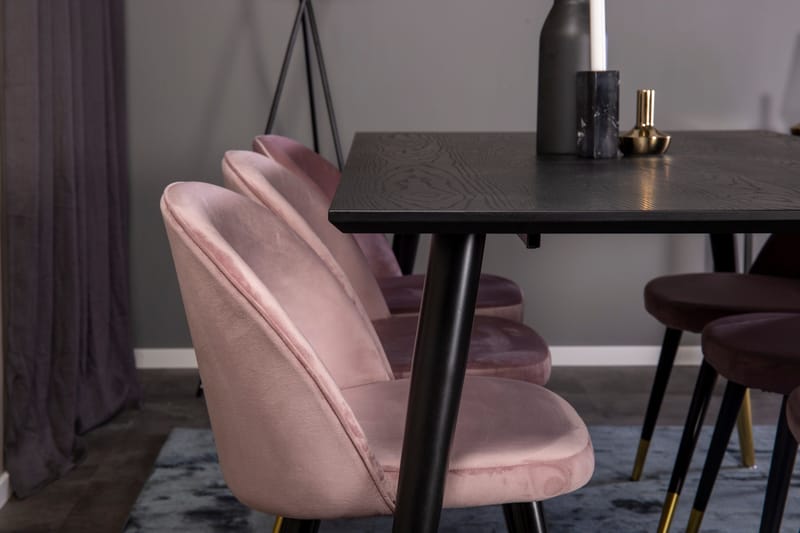 Dipp Matgrupp 180 cm Rektangulär med 6 Velvet stolar - Svart/Guld - Products - Möbler - Bord & matgrupp - Matgrupp