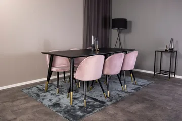 Dipp Matgrupp 180 cm Rektangulär med 6 Velvet stolar - Svart/Guld - Products - Möbler - Bord & matgrupp - Matgrupp