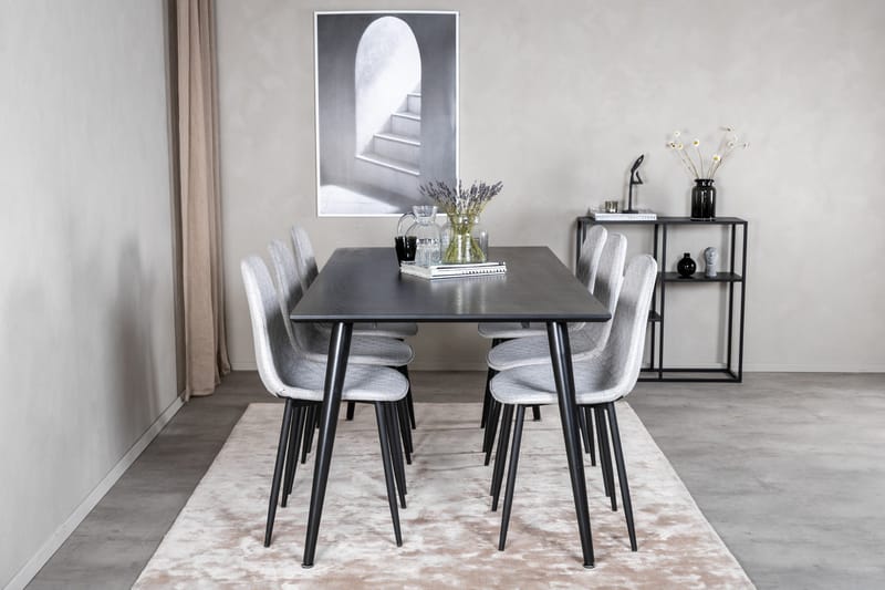 Dipp Matgrupp 180 cm Rektangulär med 6 Polar stolar - Svart - Products - Möbler - Bord & matgrupp - Matgrupp