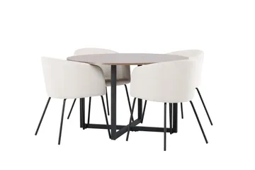 Durango Matgrupp 120 cm Rund med 4 Berit Stolar - Valnöt - Products - Möbler - Bord & matgrupp - Matgrupp