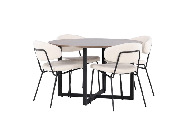 Durango Matgrupp 120 cm Rund med 4 Chico Stolar - Valnöt - Products - Möbler - Bord & matgrupp - Matgrupp