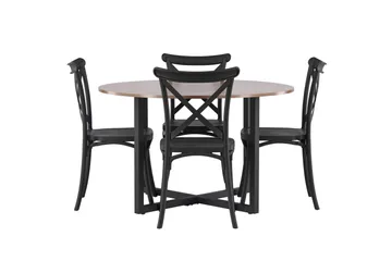 Durango Matgrupp 120 cm Rund med 4 Crosett Stolar - Valnöt - Products - Möbler - Bord & matgrupp - Matgrupp