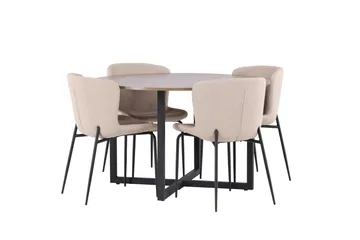 Durango Matgrupp 120 cm Rund med 4 Modesto Stolar - Valnöt - Products - Möbler - Bord & matgrupp - Matgrupp
