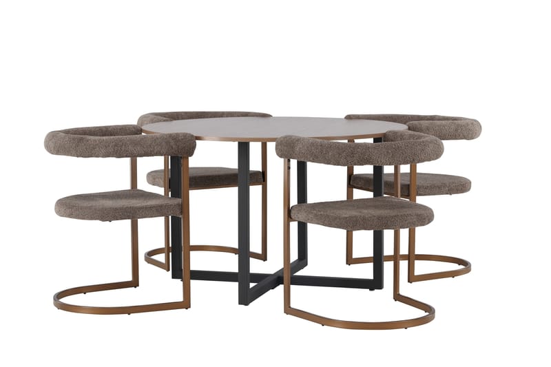 Durango Matgrupp 120 cm Rund med 4 Morning Stolar - Valnöt - Products - Möbler - Bord & matgrupp - Matgrupp