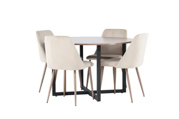 Durango Matgrupp 120 cm Rund med 4 Night Stolar - Valnöt - Products - Möbler - Bord & matgrupp - Matgrupp