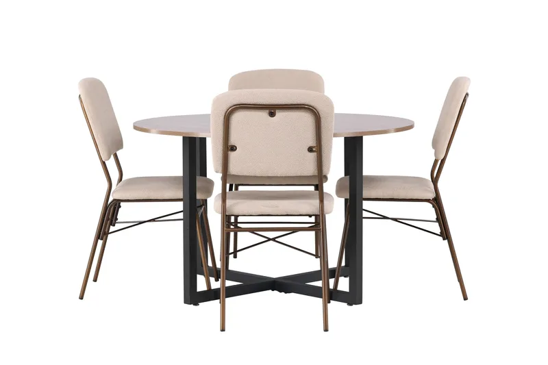 Durango Matgrupp 120 cm Rund med 4 Seda Stolar, Valnöt