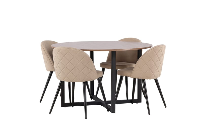 Durango Matgrupp 120 cm Rund med 4 Velvets Stolar - Valnöt - Products - Möbler - Bord & matgrupp - Matgrupp