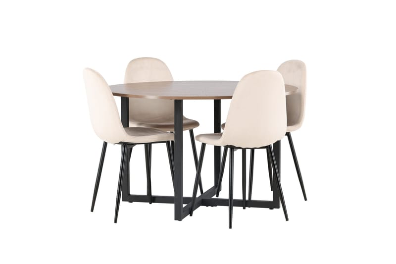 Durango Matgrupp 120 cm Rund med 4 Polar Stolar - Valnöt - Products - Möbler - Bord & matgrupp - Matgrupp