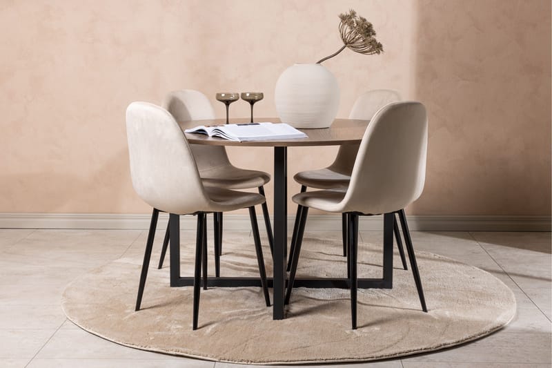 Durango Matgrupp 120 cm Rund med 4 Polar Stolar - Valnöt - Products - Möbler - Bord & matgrupp - Matgrupp