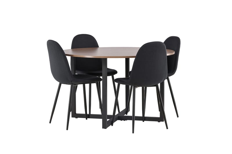 Durango Matgrupp 120 cm Rund med 4 Polar Stolar - Valnöt - Products - Möbler - Bord & matgrupp - Matgrupp