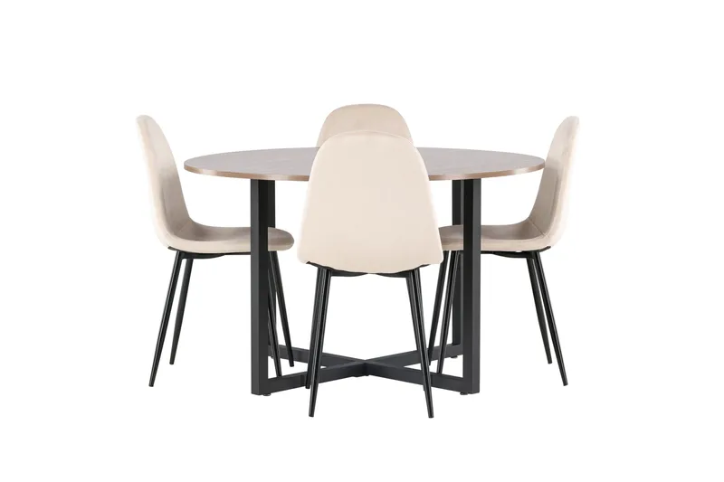 Durango Matgrupp 120 cm Rund med 4 Polar Stolar - Valnöt - Products - Möbler - Bord & matgrupp - Matgrupp