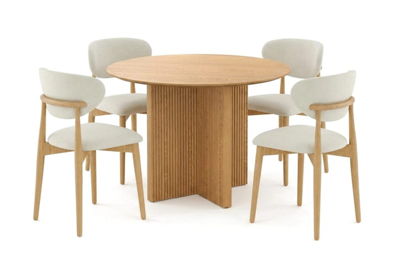Edda Matgrupp runt 110 cm Ek med 4 Molly Matstolar - Ek - Products - Möbler - Bord & matgrupp - Matgrupp