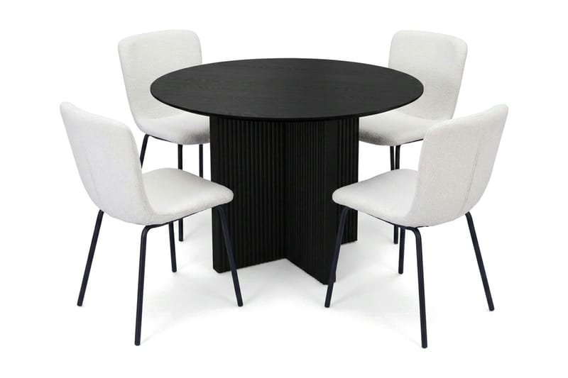 Edda Matgrupp runt 110 cm Svart med 4 Katy Matstolar - Svart - Products - Möbler - Bord & matgrupp - Matgrupp