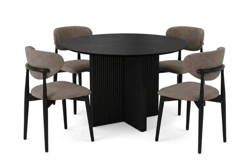 Edda Matgrupp runt 110 cm Svart med 4 Molly Matstolar - Svart - Products - Möbler - Bord & matgrupp - Matgrupp