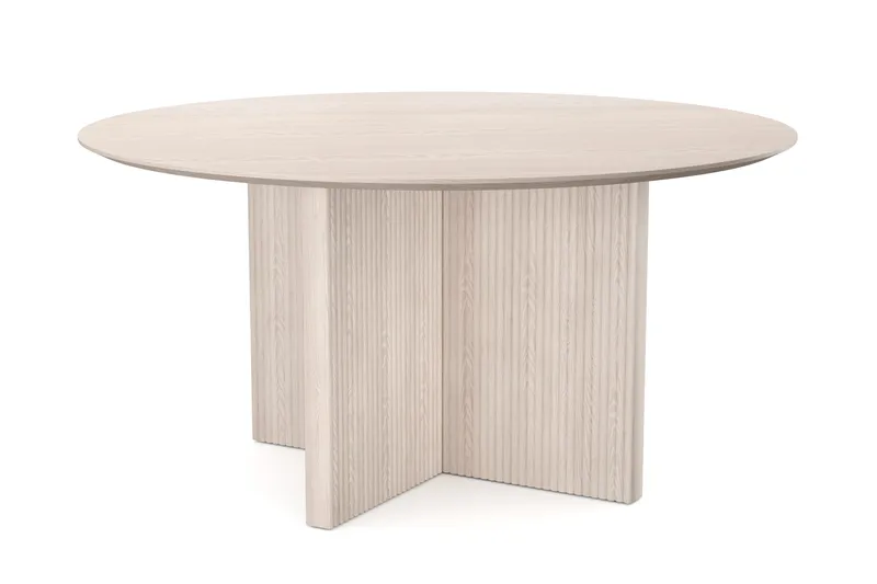 Edda Runt Matbord 150cm Fanér, Vitlaserat
