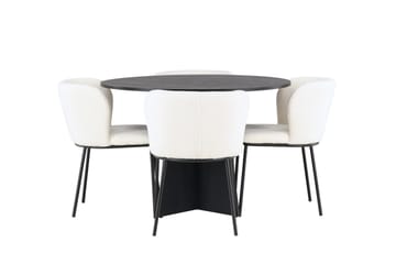 Edina Matgrupp 110 cm Rund med 4 Edina Stolar - Svart - Products - Möbler - Bord & matgrupp - Matgrupp