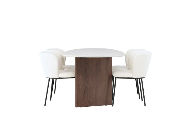 Edina Matgrupp 180 cm Oval med 4 Edina Stolar - Mocca - Products - Möbler - Bord & matgrupp - Matgrupp