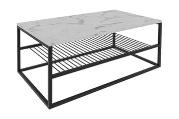 Emlak Soffbord 95 cm Marmormönster med Förvaring Hylla - Vit/Svart - Products - Möbler - Bord & matgrupp - Marmorbord