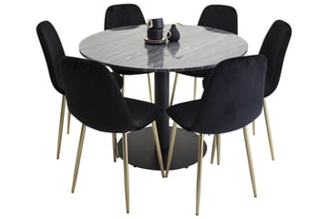 Estelle Matgrupp 106 cm Rund med 6 Polar stolar - Svart/Guld - Products - Möbler - Bord & matgrupp - Matgrupp