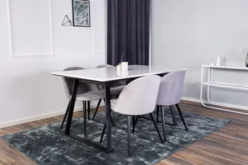 Estelle Matgrupp 140 cm Rektangulär med 4 Velvet stolar - Svart - Products - Möbler - Bord & matgrupp - Matgrupp