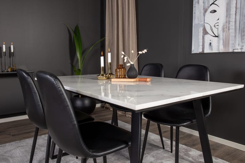 Estelle Matgrupp 140 cm Rektangulär med 4 Polar stolar - Svart - Products - Möbler - Bord & matgrupp - Matgrupp