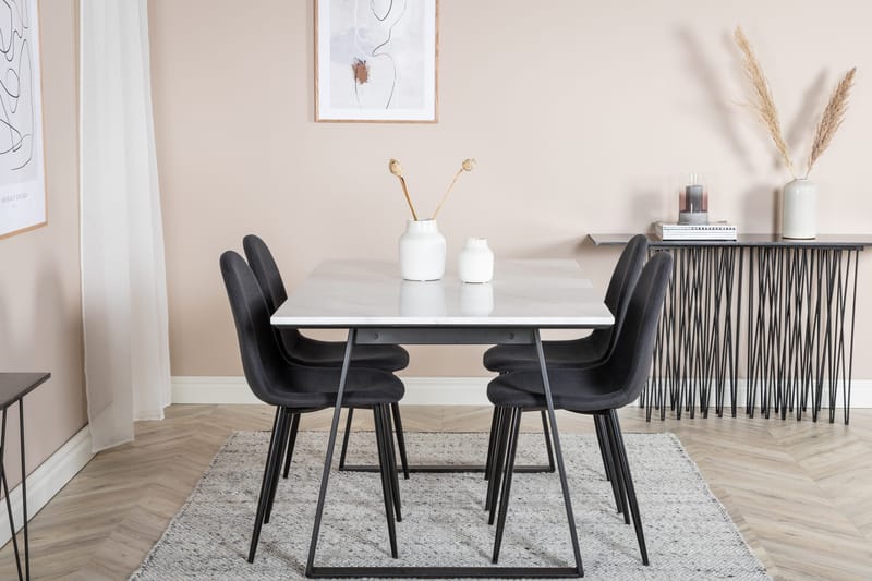 Estelle Matgrupp 140 cm Rektangulär med 4 Polar stolar - Svart - Products - Möbler - Bord & matgrupp - Matgrupp