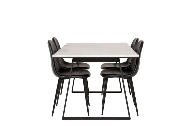 Estelle Matgrupp 140 cm Rektangulär med 4 Polar stolar, Svart